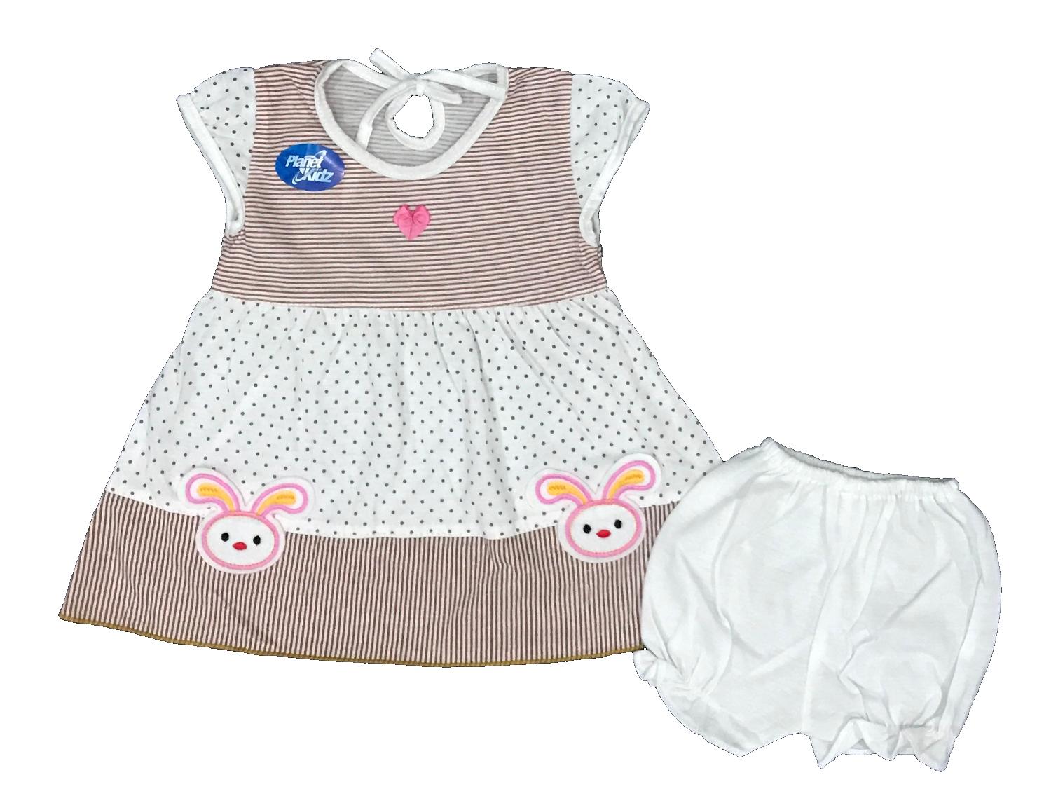 BAYIe - Setelan Baju bayi Perempuan Dress motif 2 RABBIT PLANET KIDS usia 0 -12