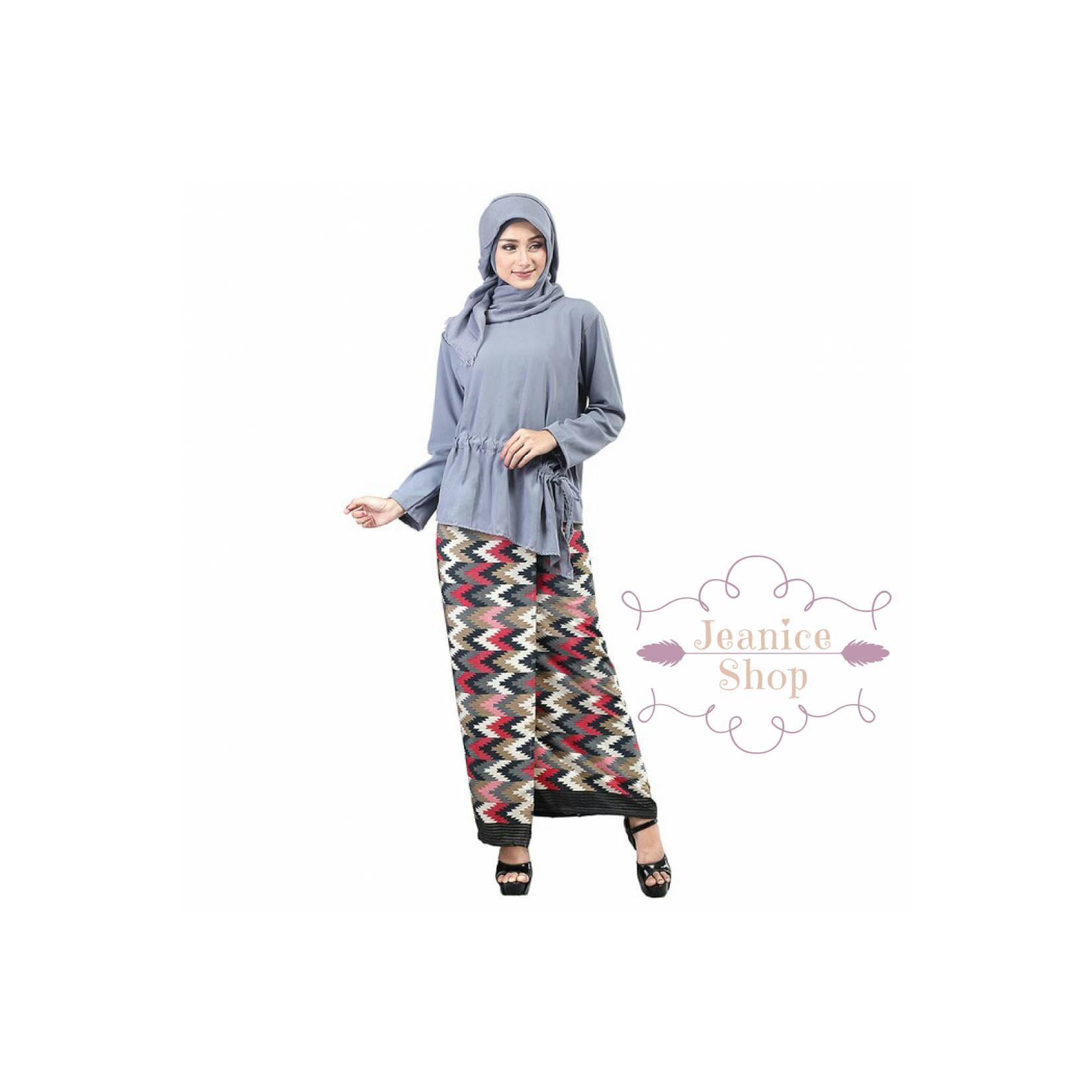 setelan gamis motif songket abu size M L XL | kebaya inficlo SHJ 892
