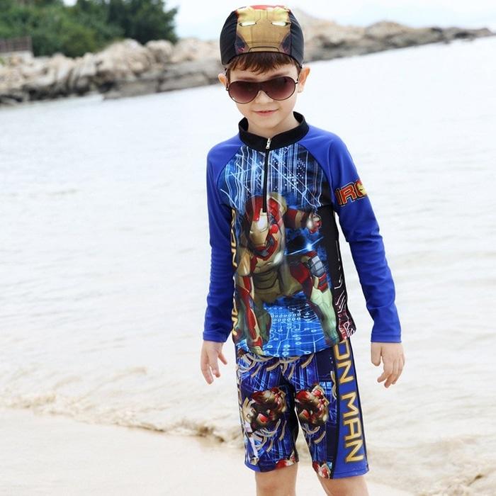 Baju Renang Fashion Anak Cowok Laki Laki Swim Iron Man Tangan Panjang