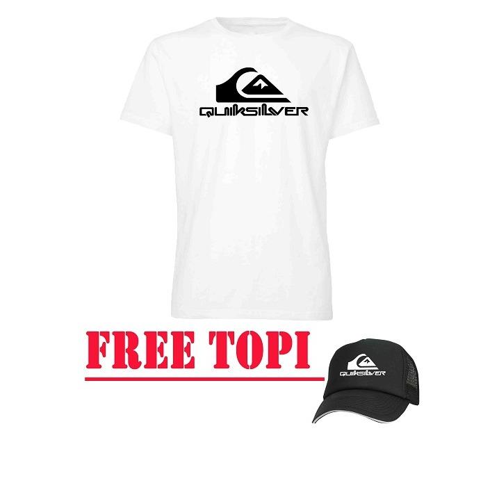 T-shirt casual limit edition Quick silver (sablon dtg ) free topi pria limit edition.