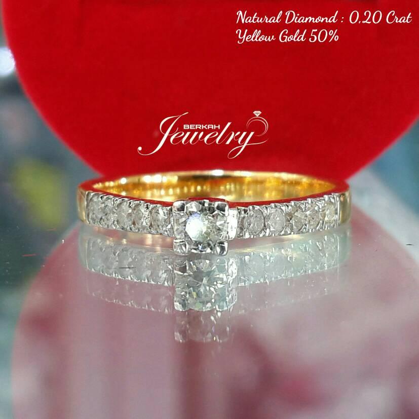 NATURAL DIAMOND 0,20 Ct | Cincin Berlian Ring Emas Kuning 50 %