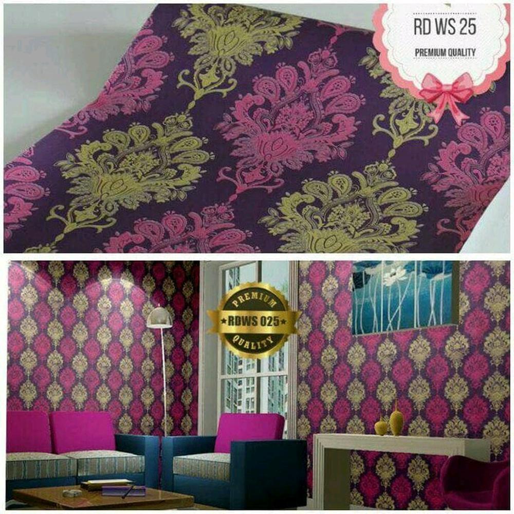 Wallpaper Sticker Dinding Batik Merah Gold 10m x 45cm