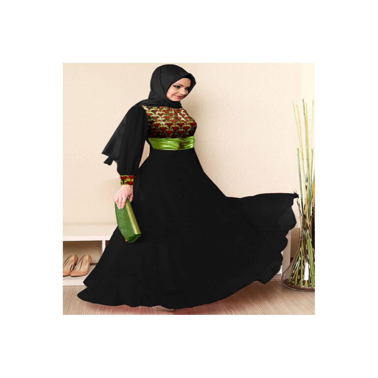 Gamis Muslim Import Korea Black Big Size XL-6XL M0070 Murah