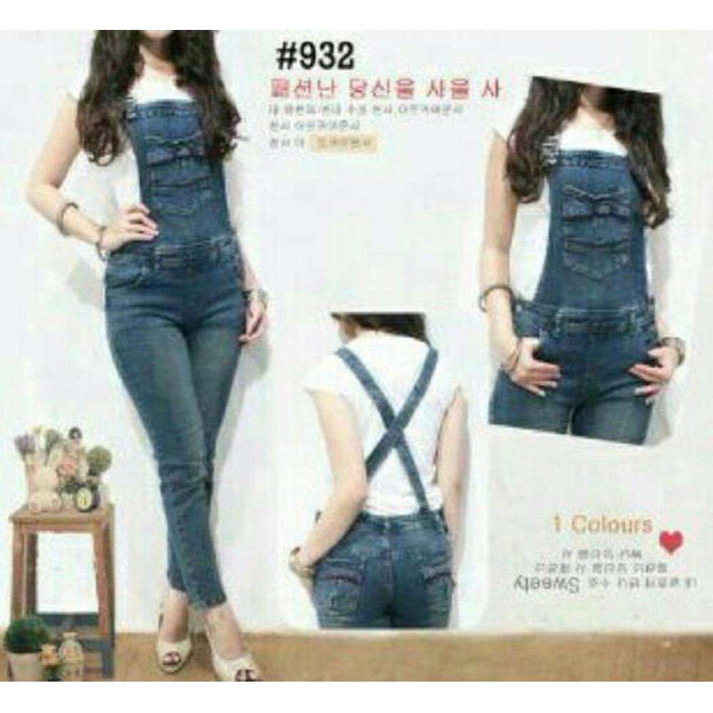 Jumpsuit Jeans Naval Set 2in1 Celana Kodok dan Inner Kaos NEW Setelan Baju Wearpack Playsuit Overall Model Cewek Korea Cantik Trendy Terbaru Kekinian