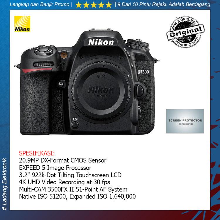 Nikon D7500 Body Only Kamera DSLR (Free Screenguard Terpasang) / Garansi Distributor 1 Tahun - Original