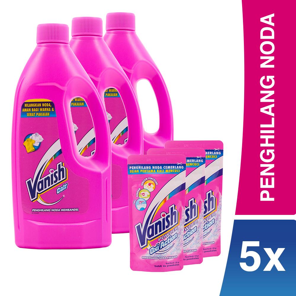 Vanish Liquid 500 ml Bottle (3 Pcs) & Powder 120gr (2 Pcs)