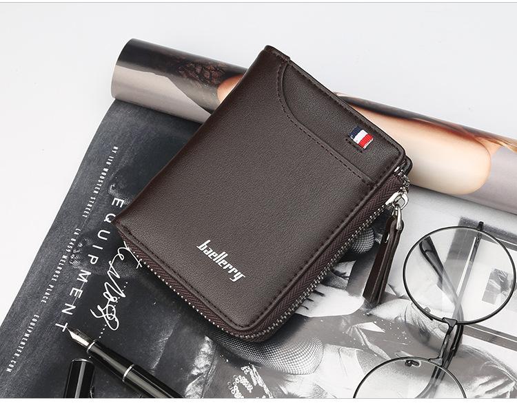 Dompet baru Baellerry Merek Pria Dompet Pendek PU Kulit Pria Dompet Pemegang Kartu Dompet Fashion Pria Ritsleting Dompet Koin Tas