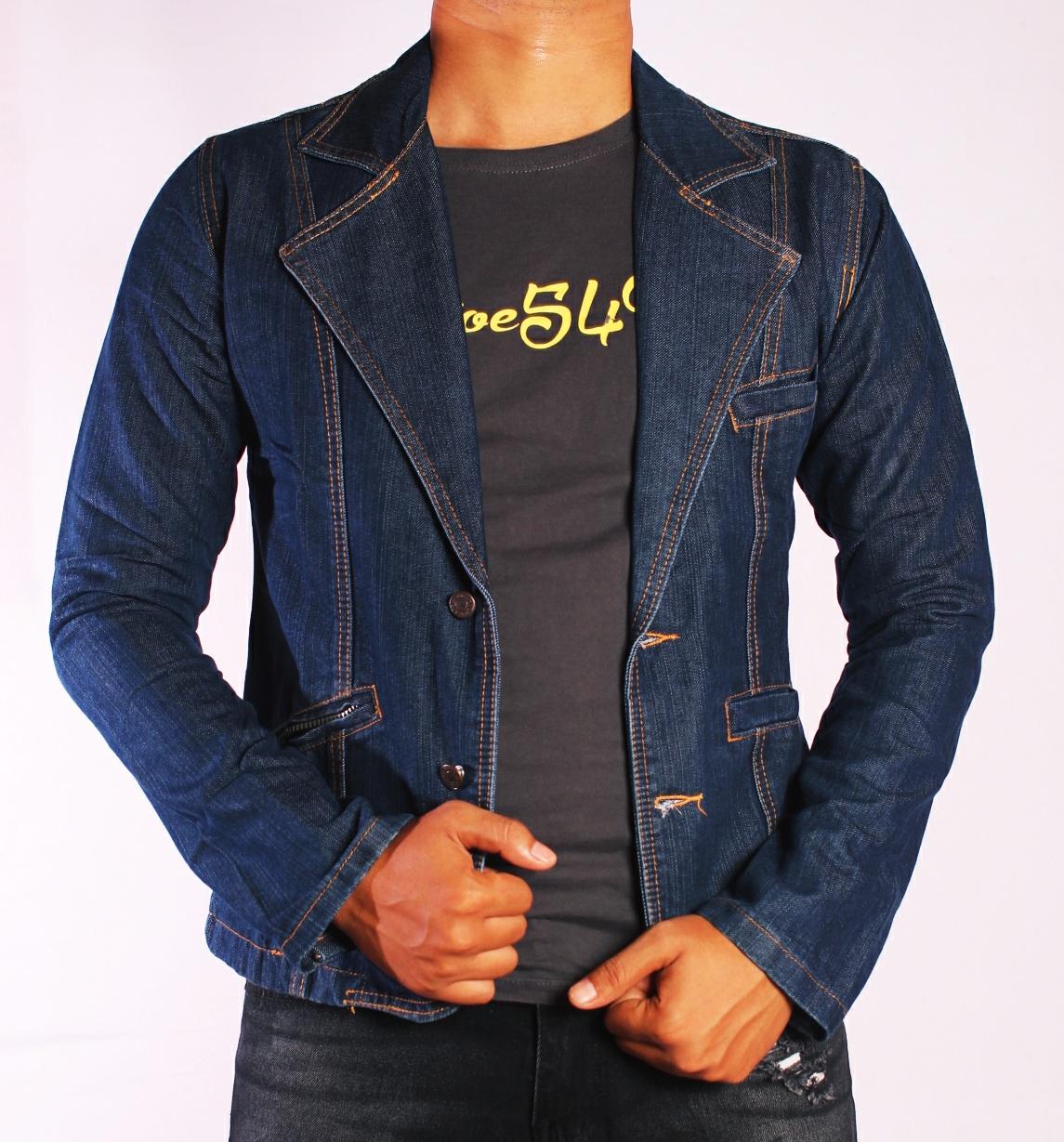 Jaket jeans blazer pria / blazer pria casual / jaket jeans denim casual / kardigan pria murah