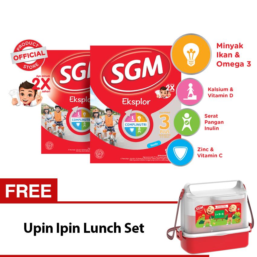 SGM Eksplor Complinutri 3+ Susu Pertumbuhan - Vanila - 900gr - Bundle isi 2 Box FREE Upin Ipin Lunch Set