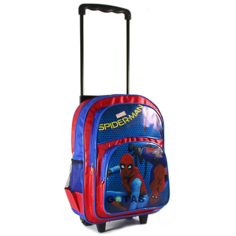 Tas Ransel Troli Roda Anak Sekolah SD Karakter SPIDERMAN 3 Kantong