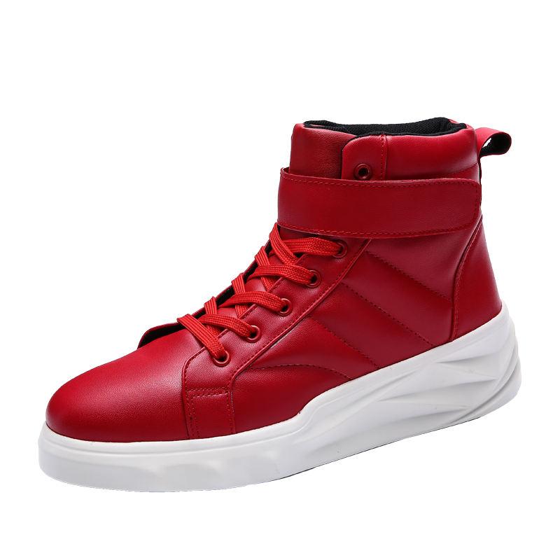 Tinggi Negara Dari Gaya Korea Dari Hantu Tinggi Atas Sepatu Pria Sepatu Sepatu Putih (Merah)