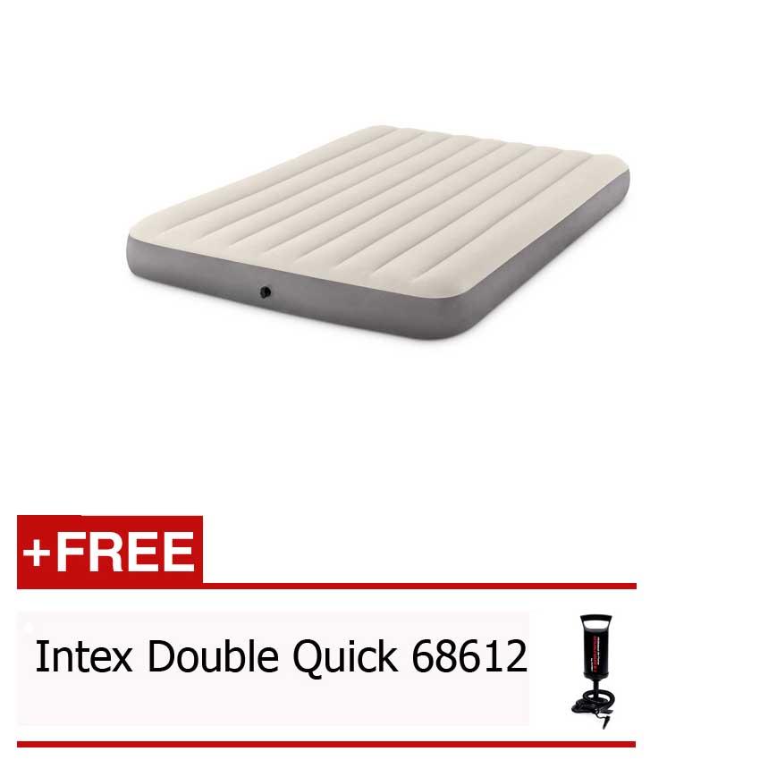 INTEX Kasur Angin Queen Deluxe Single High Airbed 64103 Free Pompa Intex 68612
