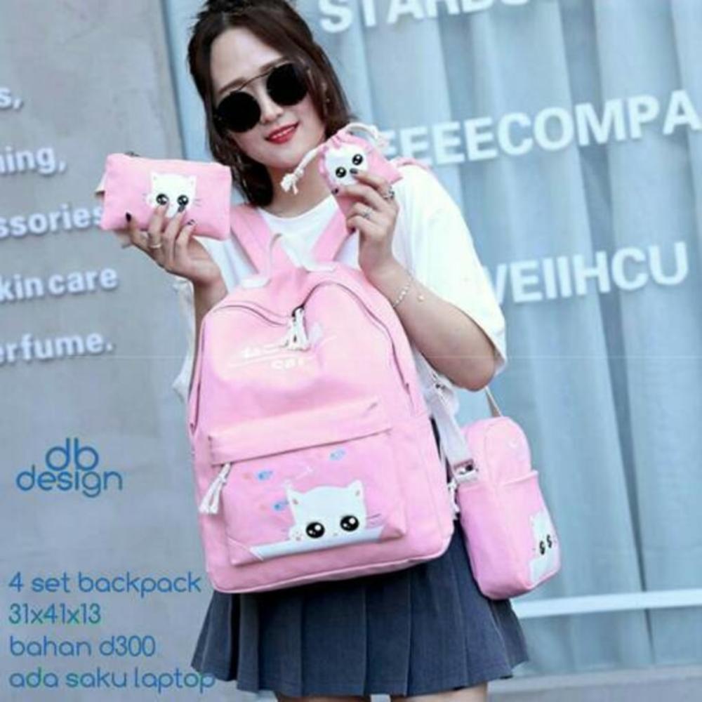 SHE Tas Anak RANSEL ANAK 4 in 1cat kucing bahagia panda PROMO Tas Ransel Anak 4in1 motif Tayo Berbie hello kitty ransel wanita / tas sekolah / tas kuliah / tas kerja / tas jalan jalan