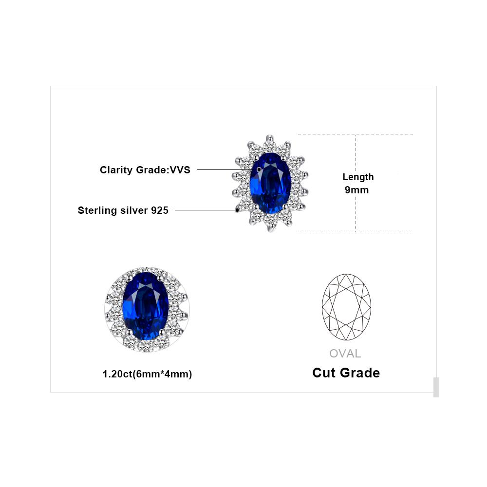 Jewelrypalace Putri Diana William Kate Middleton 1.5ct Menciptakan Sapphire Biru Anting Stud 925 Perak Berkilau
