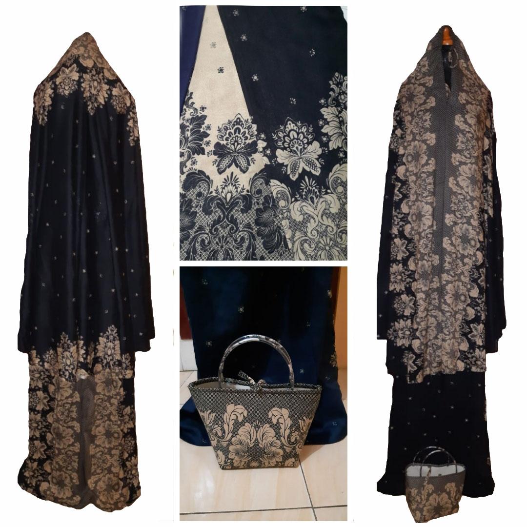 Grateful Fashion Mukena Dewasa Daisy Batik Solo - Hitam - High Quality 2