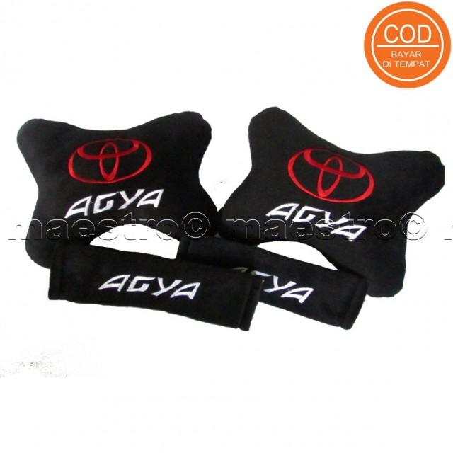 Aksesoris bantal leher jok mobil lucu unik Set 2in1 Toyota Agya