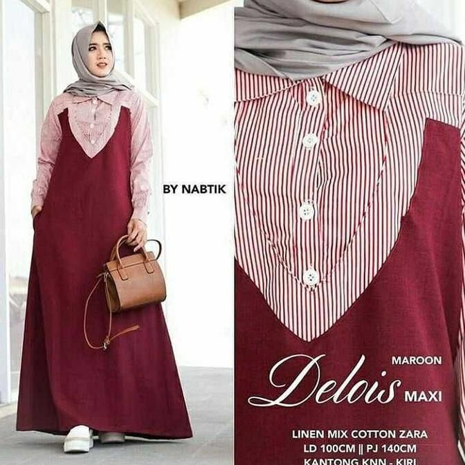 Terlaris Gamis Syari Delois Maxi - Baju Kekinian - Gamis Syari - Gamis Murah | Baju Lebaran Muslim