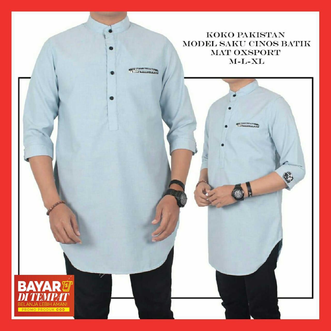 BAJU PRIA / BAJU KOKO GAMIS PAKISTAN TERBARU MODEL SAKU CINOS BATIK