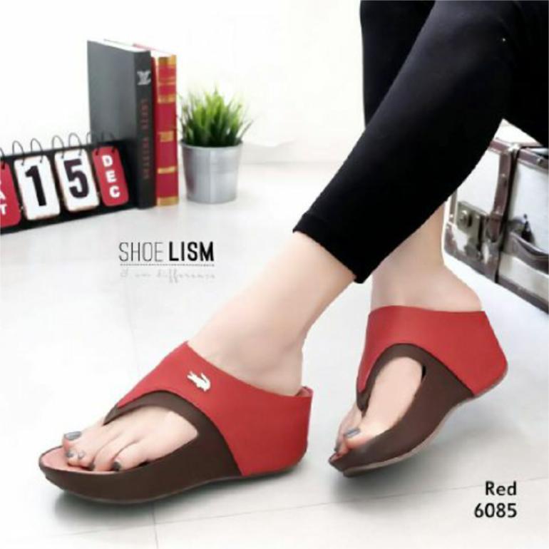 WEDGES MURAH CROCODILE 2 WARNA MERAH - SENDAL WANITA TERBARU - SENDAL SEPATU - SENDAL CEWEK