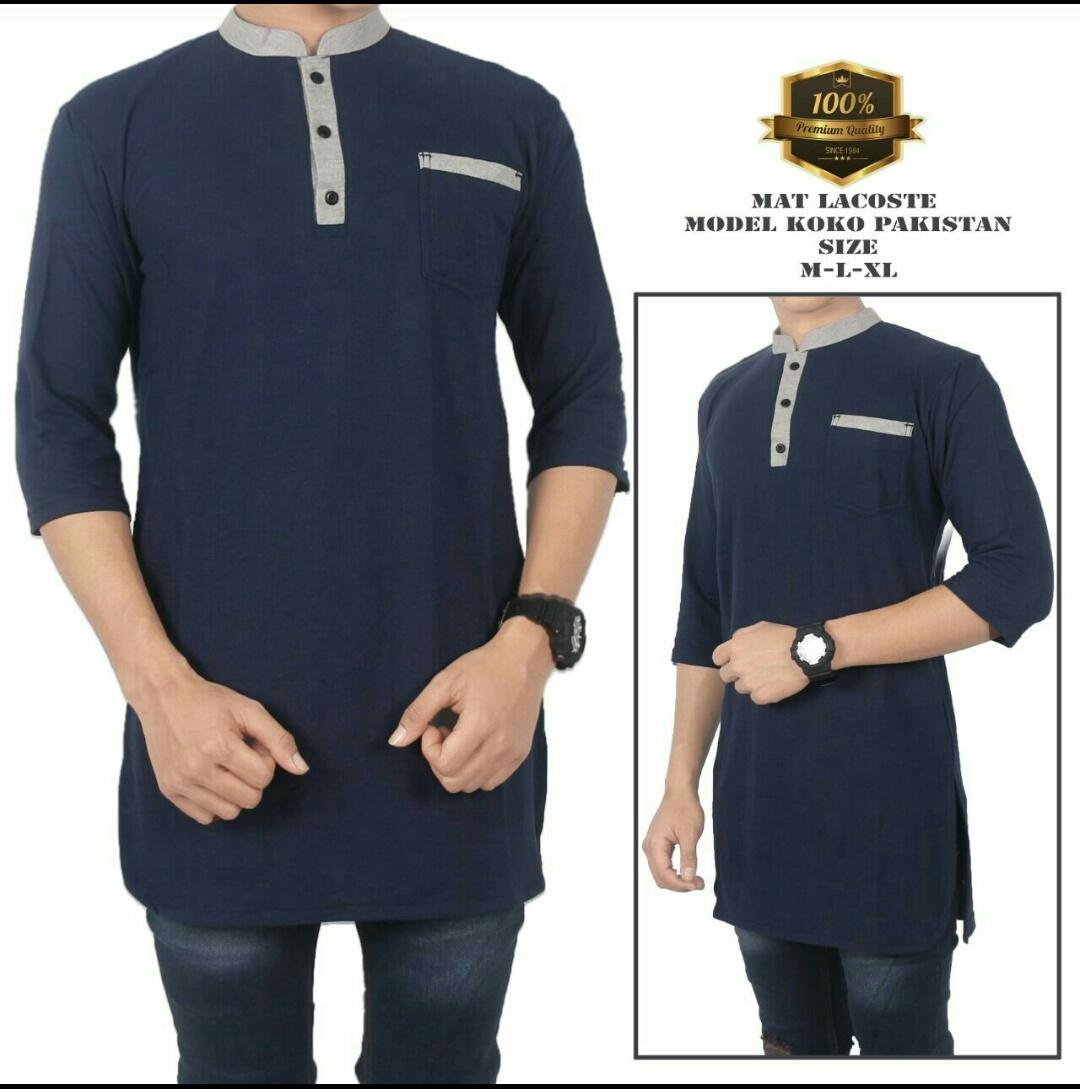 Kurta Pakistan / Kaos Muslim pria Navy