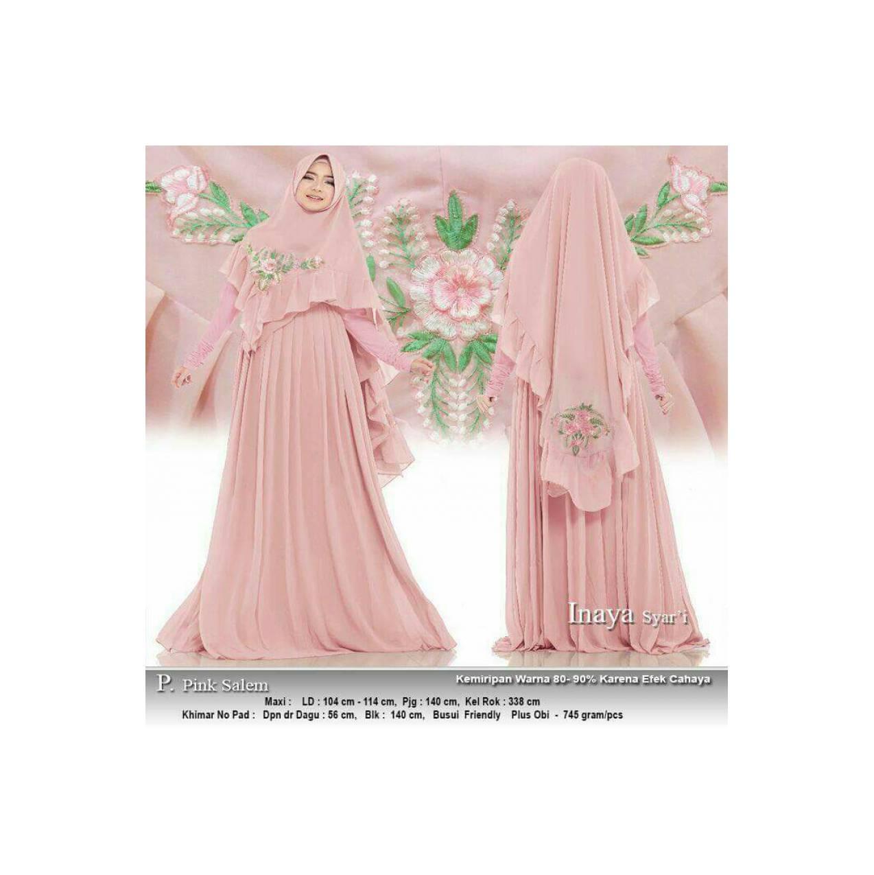 inaya gamis syari premium pink salem