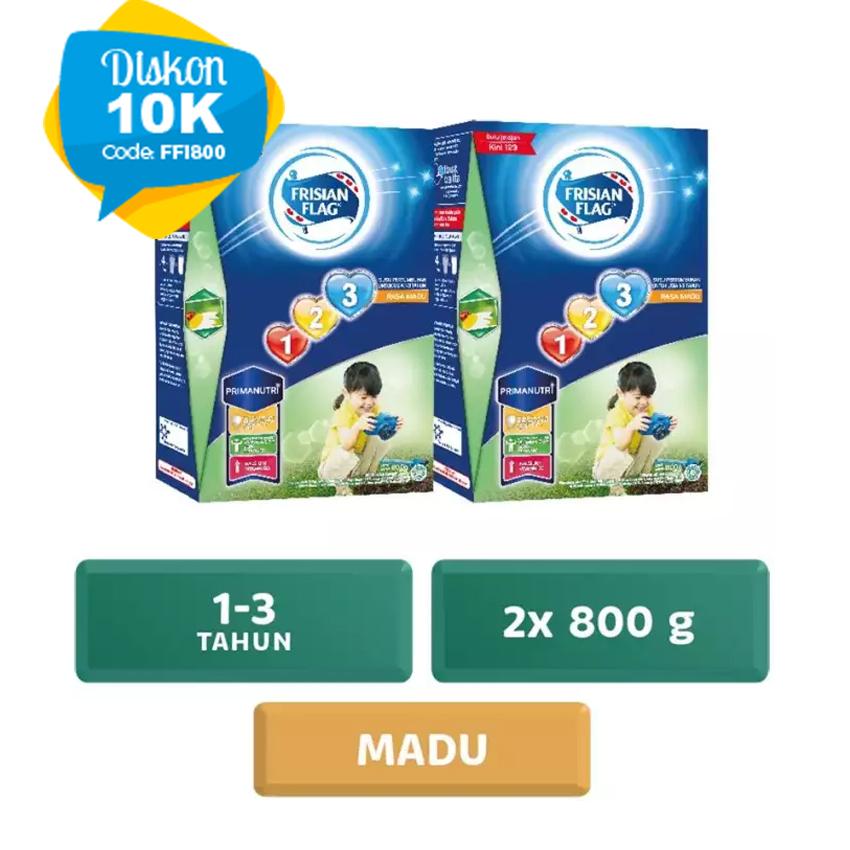Frisian Flag Jelajah 1-3 Susu Pertumbuhan - Madu - 800 gr - Bundle2Box