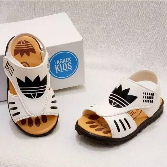 DISKON sepatu sendal 1 2 3 tahun bahan plastik karet replika adidas putih TERMURAH
