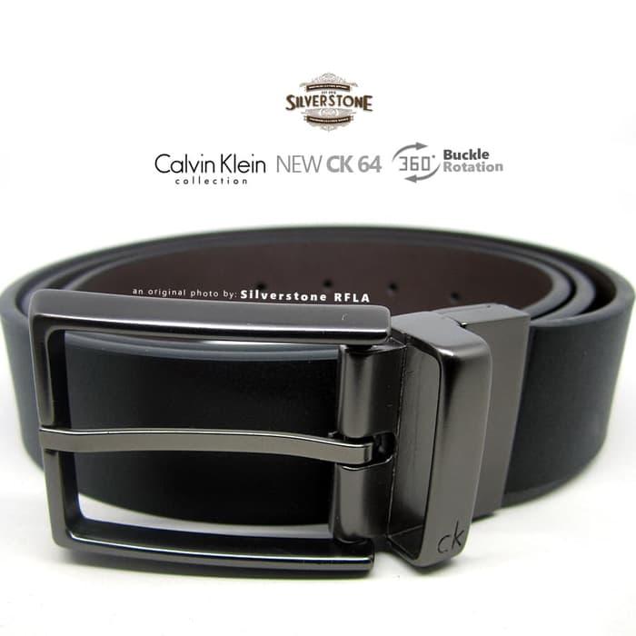 Promo: Ikat Pinggang Kulit Calvin Klein Ck-64 Sabuk Gesper Pria Import Brand - Hitam - ready stock