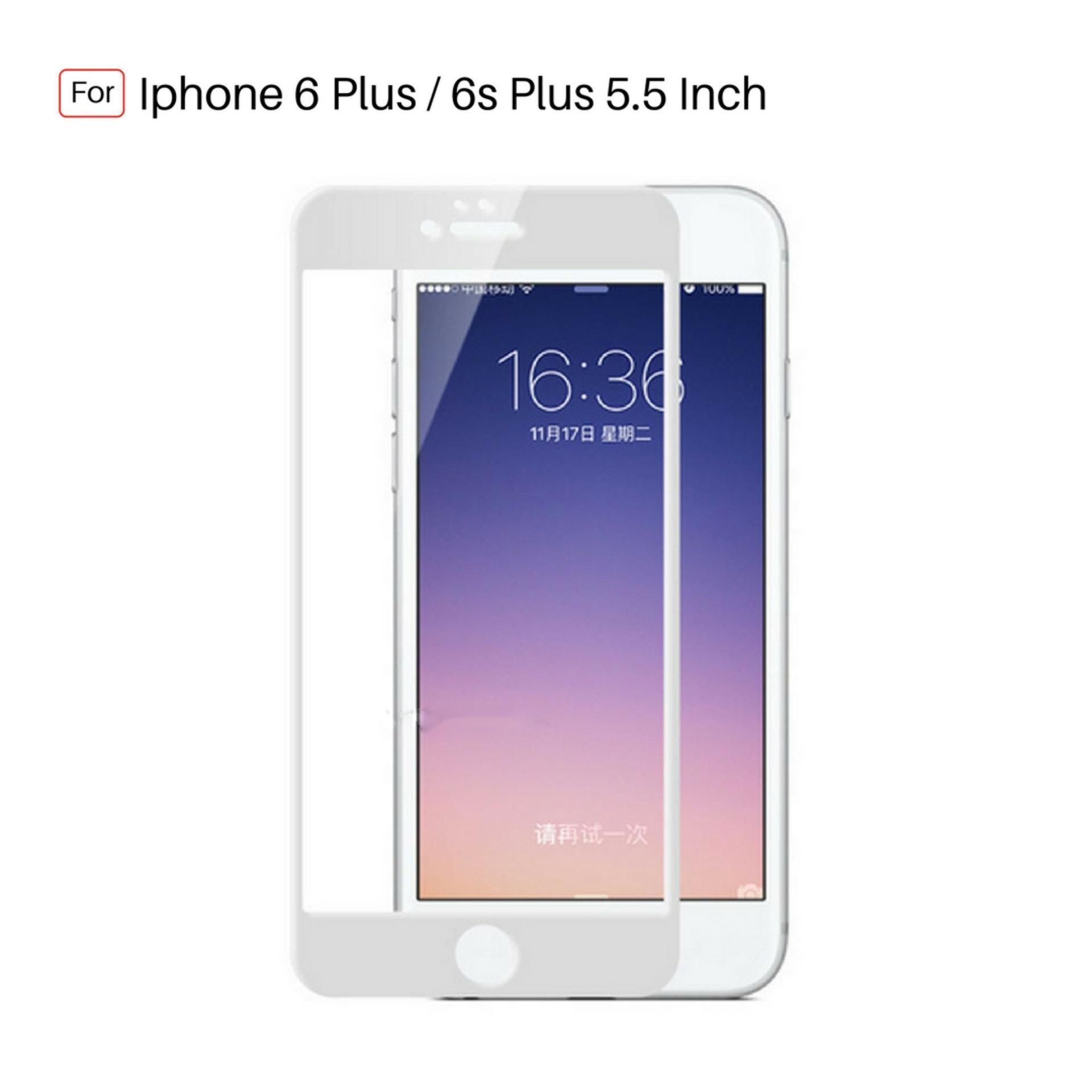 Tempered Glass Warna Full Corning Screen Protector For Iphone 6 Plus / 6s Plus 5.5 inch - White