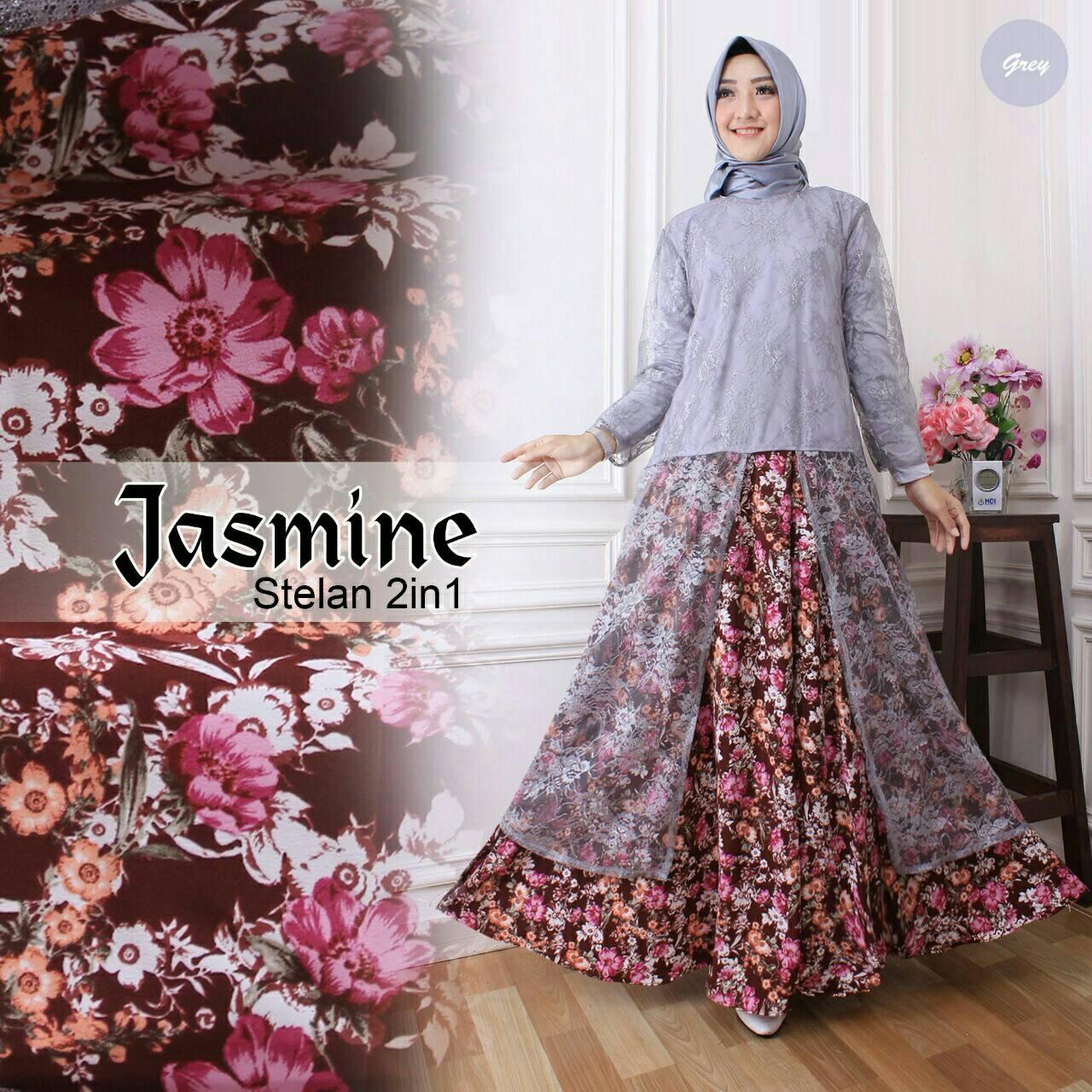 CS - DRESS MUSLIM I MAXI MUSLIM JASMINE I STELAN 2 IN 1 I FOTO ASLI I GOOD QUALITY BRUKAT I BATIK I