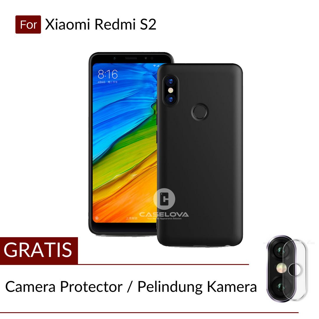 Caselova UltraSlim Black Matte Hybrid Case for Xiaomi Redmi S2 - Black + Gratis Camera Protector Pelindung Kamera