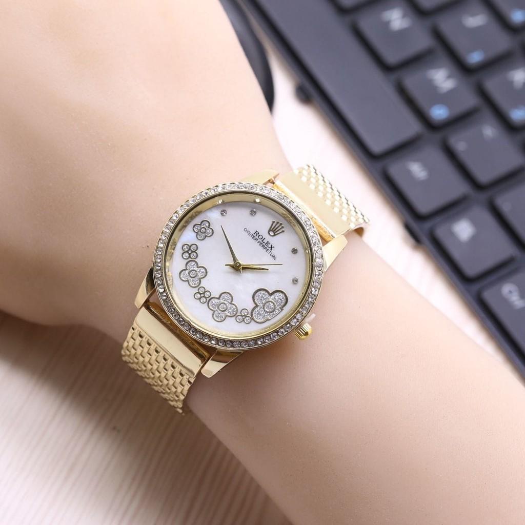 Jam Tangan Wanita / Cewek Murah Rolex Melati Rantai Gold