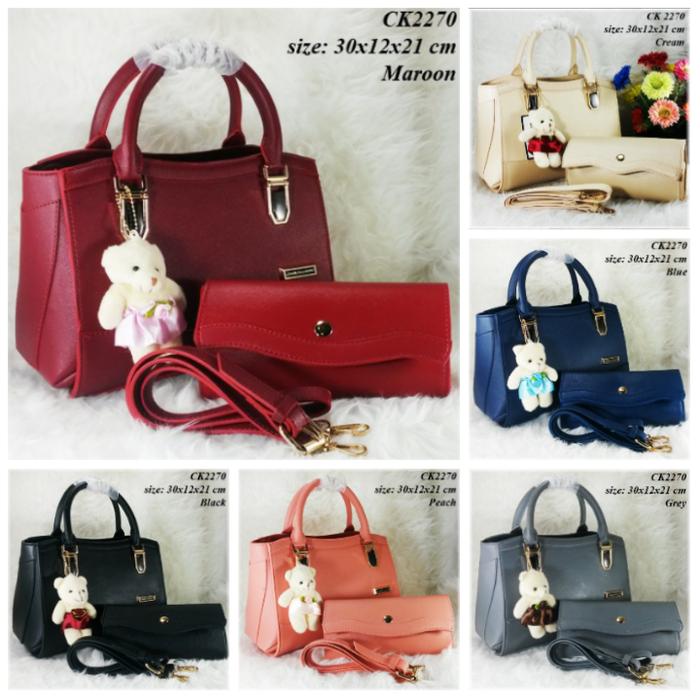 HARGA DISKON!!! Tas Fashion Wanita CK 2270 Set Dompet Handbag I Charles And Keith - Q54wo8