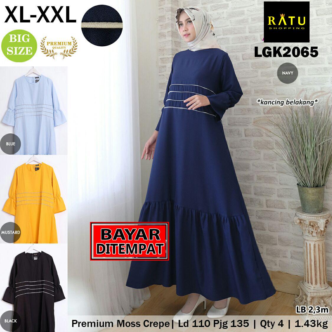 RATU SHOPPING Gamis jumbo size XL XXL Spesial lebaran baju muslim idul fitri ramadhan ceria LGK2065