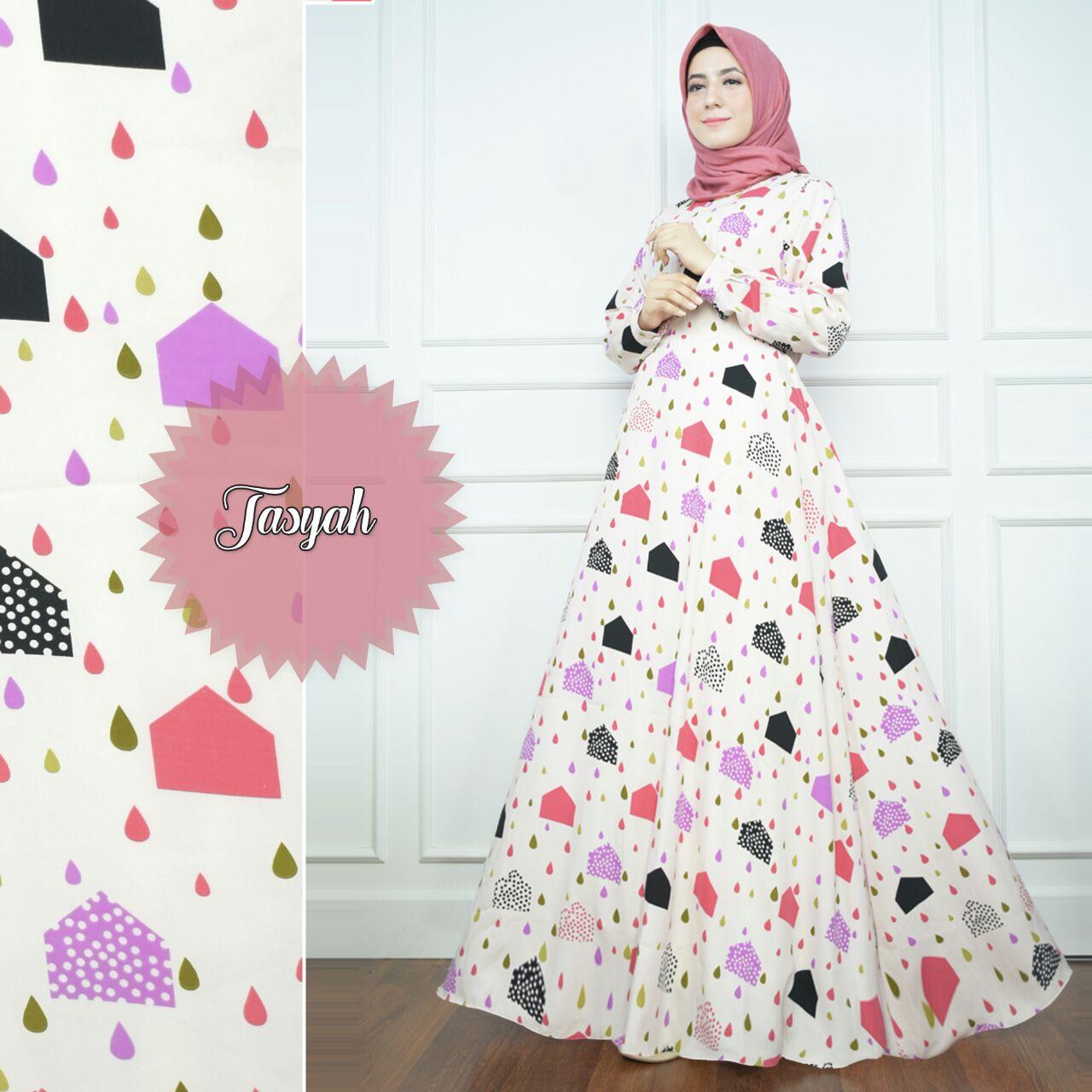 Anggun Gamis – Fashion Wanita - Gamis Muslimah – Gamis Murah – Gamis Kekinian – Satu Set Kerudung - Bahan Monalisa – Tasyah