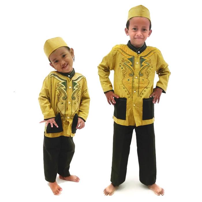 Stelan Koko Anak/ Baju koko anak keren 1 setel - Kuning