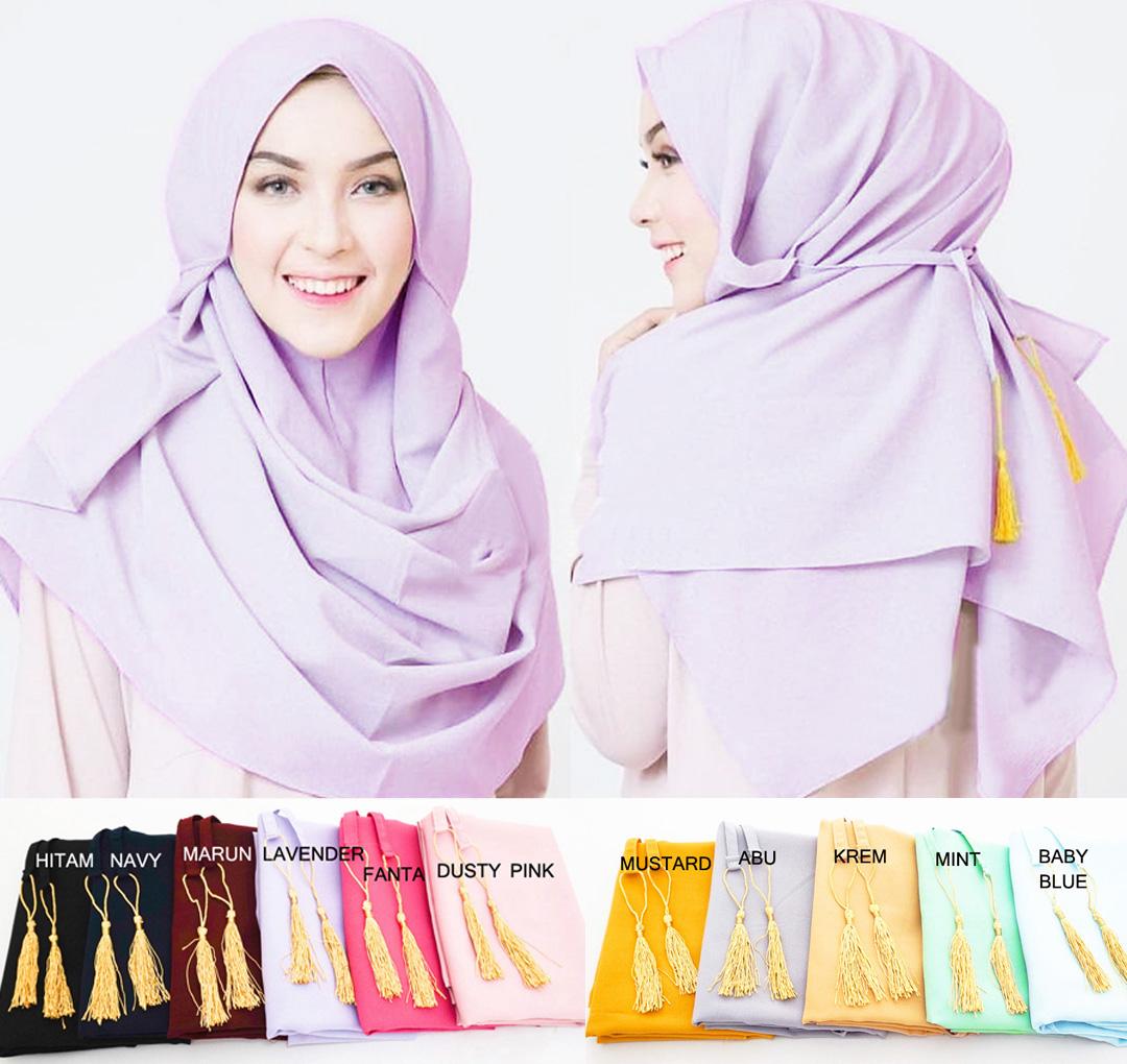 Pashmina Instan Kerudung Instan Almira - Jilbab Instan Kerudung Berkualitas - Pastan Amira - Hijab Khimar Instan Tassel