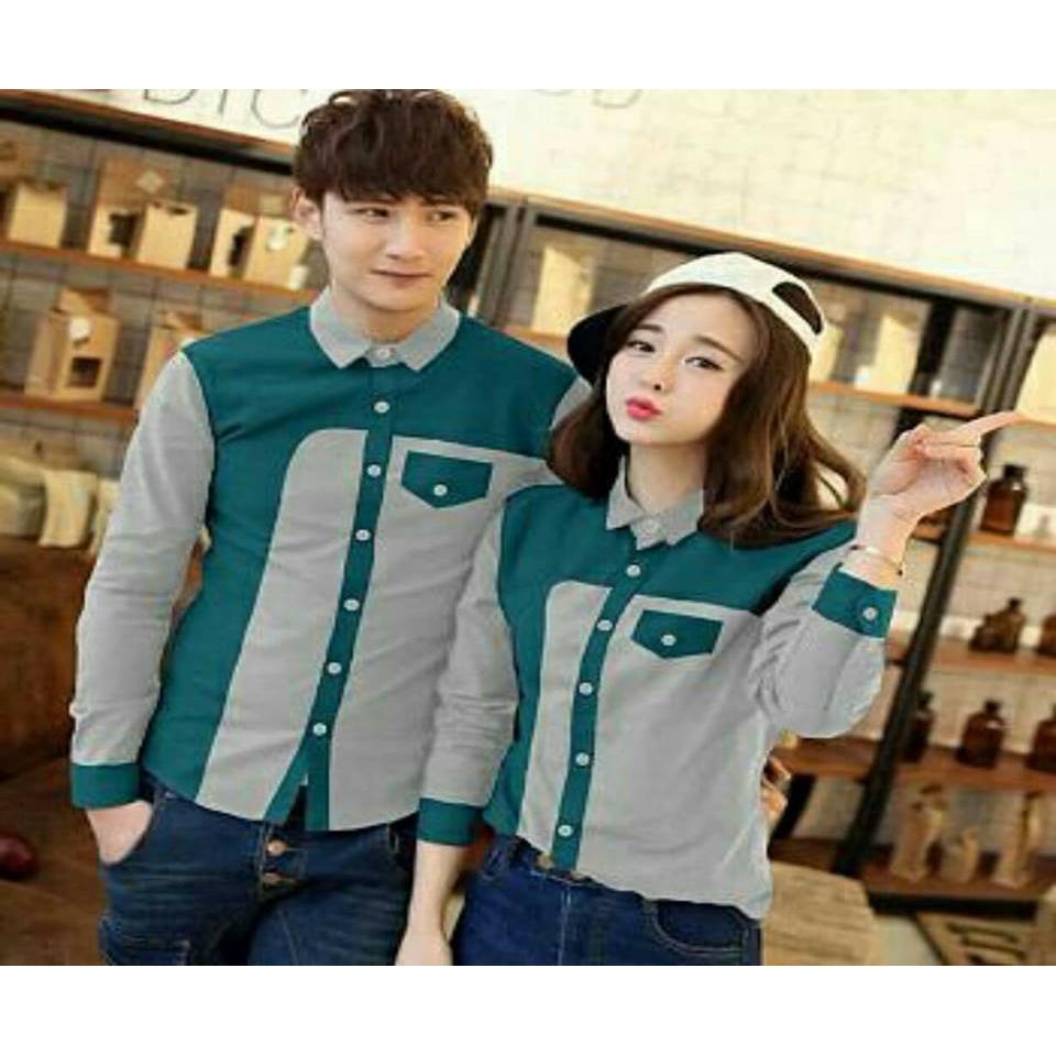 Couplelover kemeja pasangan MABUTTON TOSCA ABU (PRIA+WANITA) SHIRTS COUPLE BAJU FASHION KEMEJA COUPLE BATIK KEMEJA PASANGAN