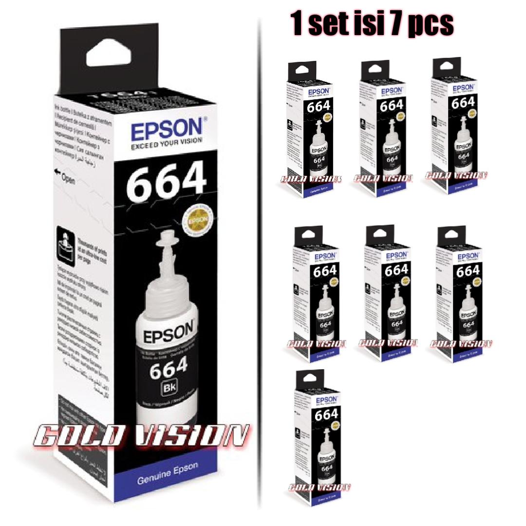 1 Set Isi 7 PCS Tinta Printer Epson 664 T664 T6641 T6642 T6643 T6644 L Series - GOLD VISION