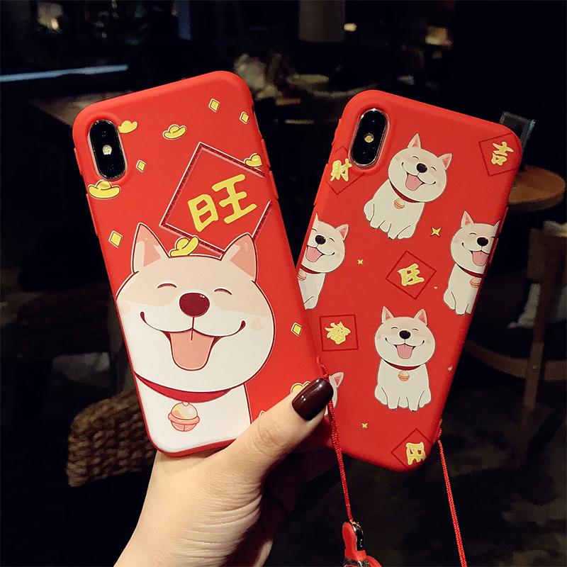 Some Selubung Ponsel 7 Plus/Iphone8 Silikon Merah Tahun Baru Apple Identitas