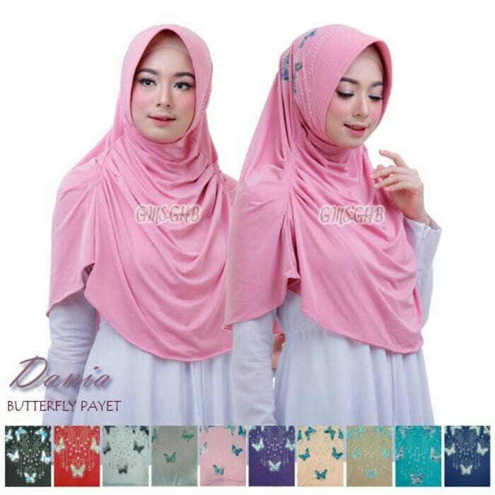 Jual Jilbab Hijab Instan Dania Butterfly Payet Premium Murah