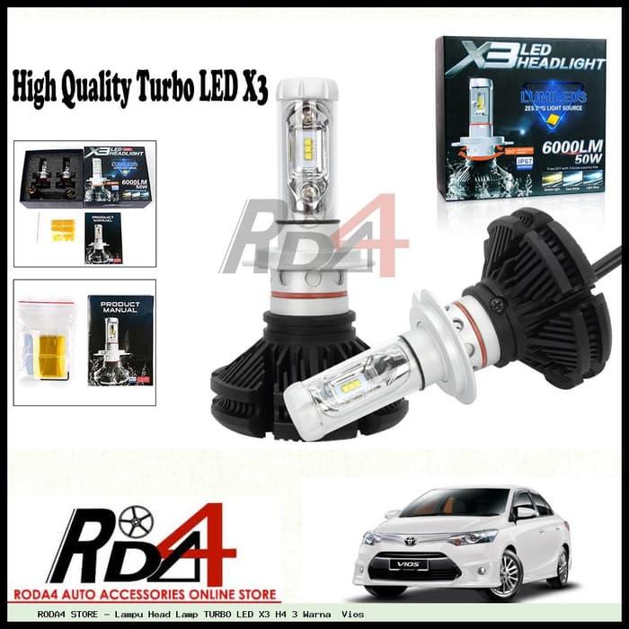 Lampu Head Lamp TURBO LED X3 H4 3 Warna Vios