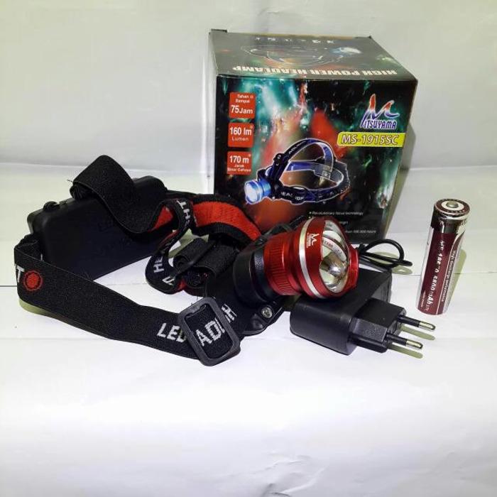 Head Lamp Zoom Senter Kepala ms-1915 High Quality Original For Adventure - Hitam