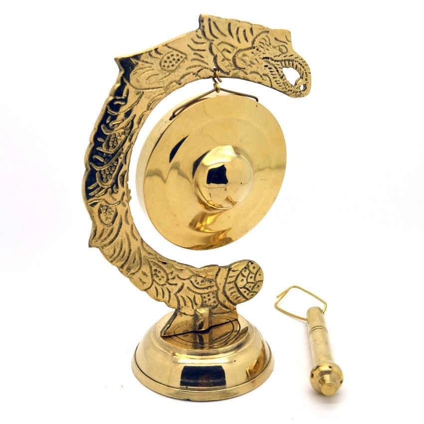 Kerajinan Miniatur Gamelan Gong Kuningan 15x10x6cm Emas