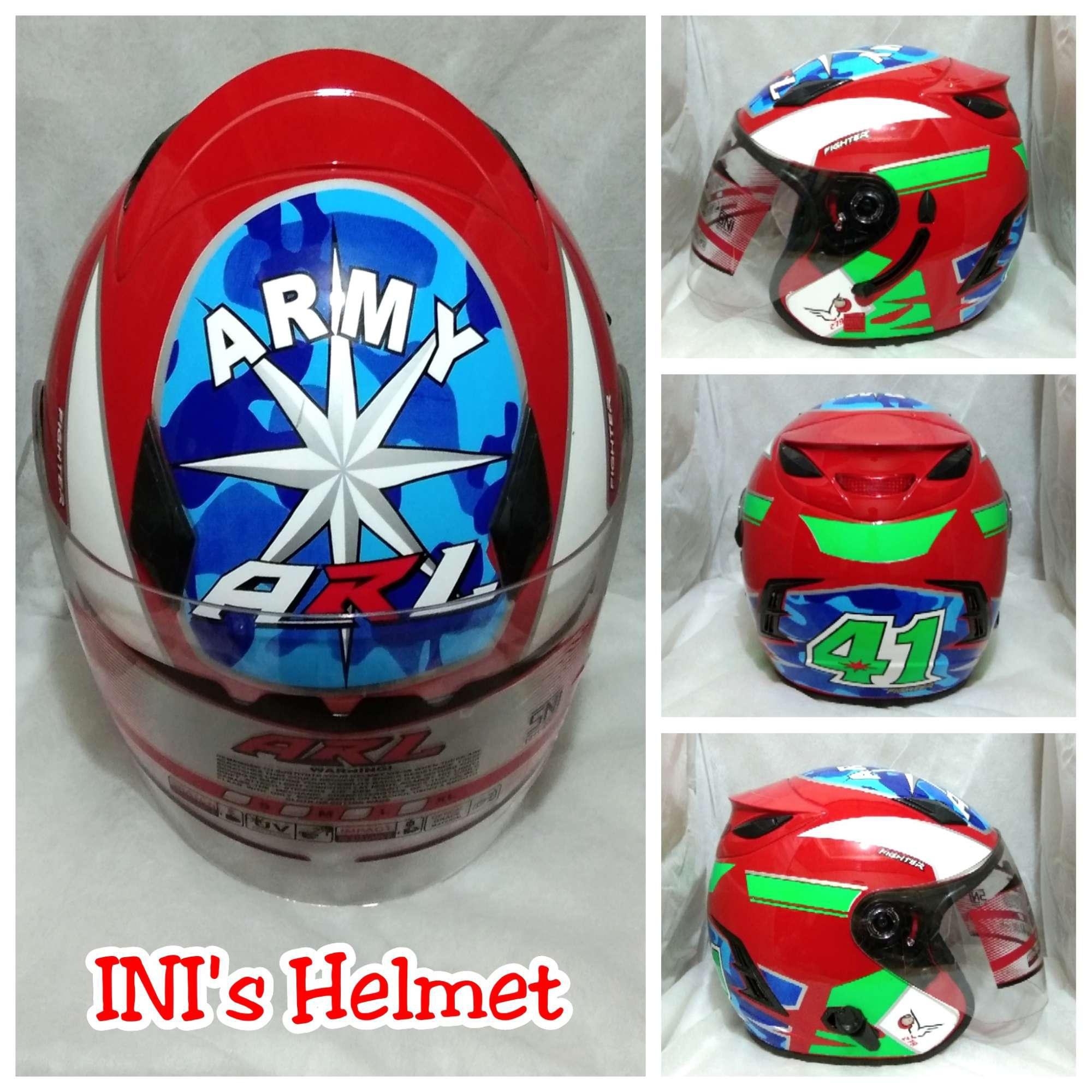 Helm ARL Centro Double Visor 2 Kaca Motif Merah 41 - SNI - INIs Mart Jakarta