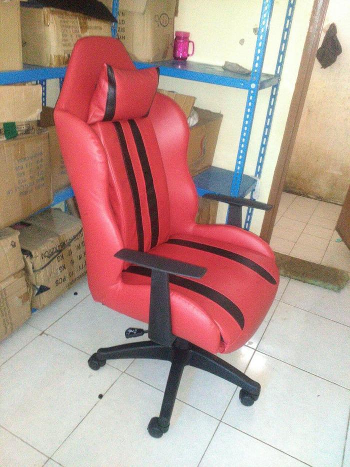 Kursi warnet Gaming Racing Garis jok mobil, merah hitam komputer new