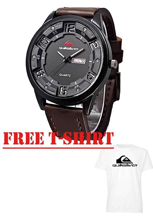 jam tangan pria quick silver gratis kaos sablon DTG