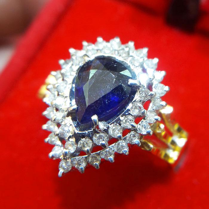 Cincin Wanita Berlian Eropa Mata Safir Afrika 0293 Ring Emas