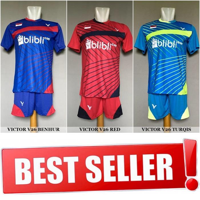 HOT PROMO!!! Setelan Badminton / Bulutangkis Victor V26 (Baju Kaos Jersey Celana) - RsYyB7