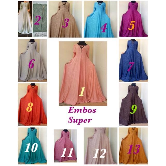 Gamis embos super jersey tebal (Salem)
